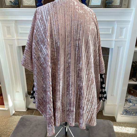 NWT Francesca OS pink velvet drape shawl vest open front kimono - Picture 8 of 9